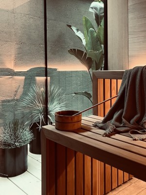 Sauna mit Wintergarten – totale Privacy